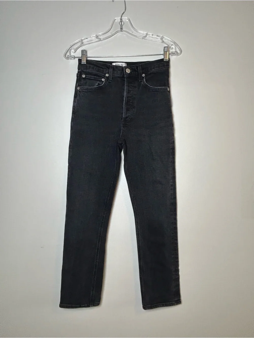 AGOLDE Riley bottom fly Black Straight-Leg Jeans women’s 25 high rise premium